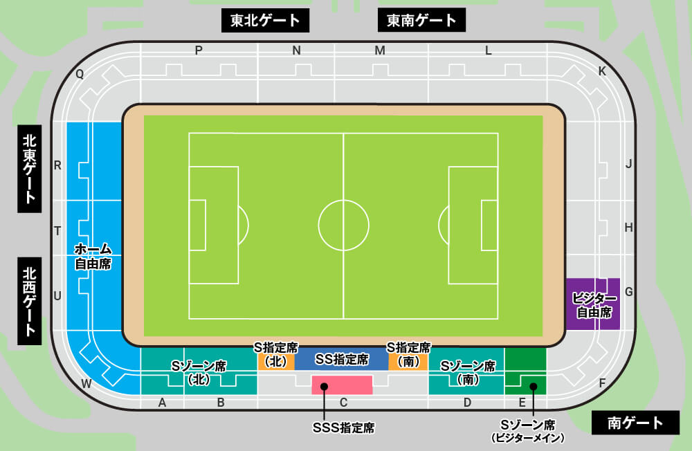 ユアテックスタジアム仙台の2026/27座席案内図