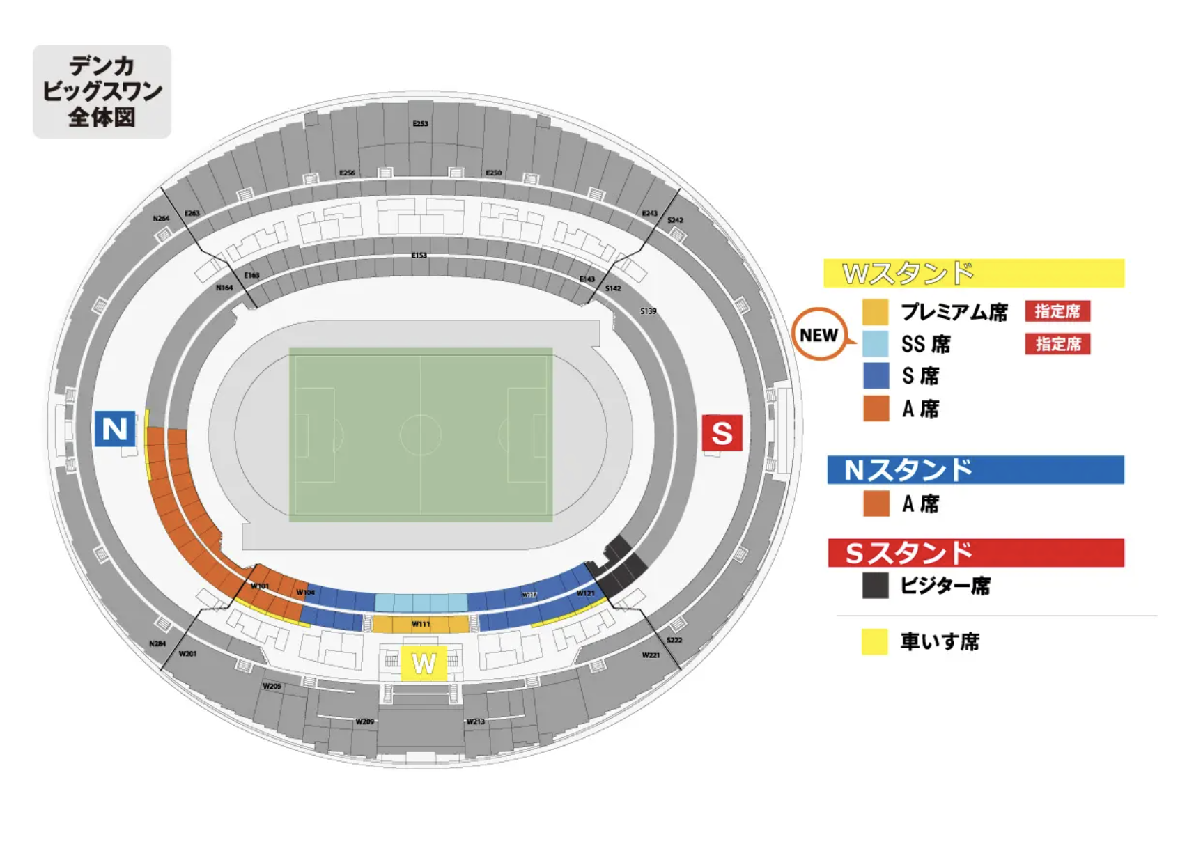 デンカビッグスワンスタジアムの2026/27座席案内図